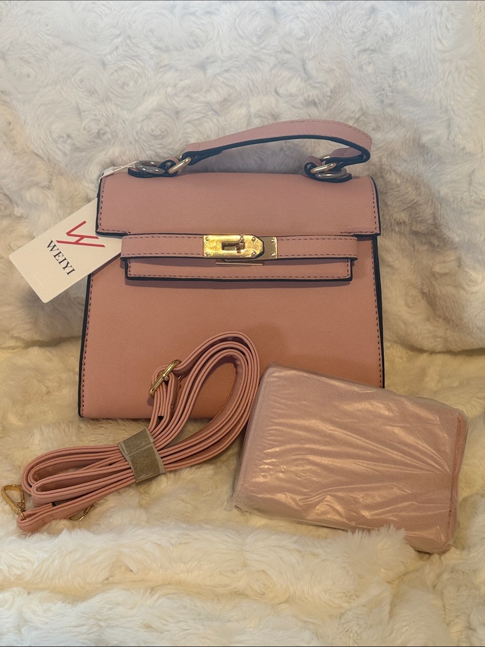 Pink Top Handle Satchel Bag with matching wallet